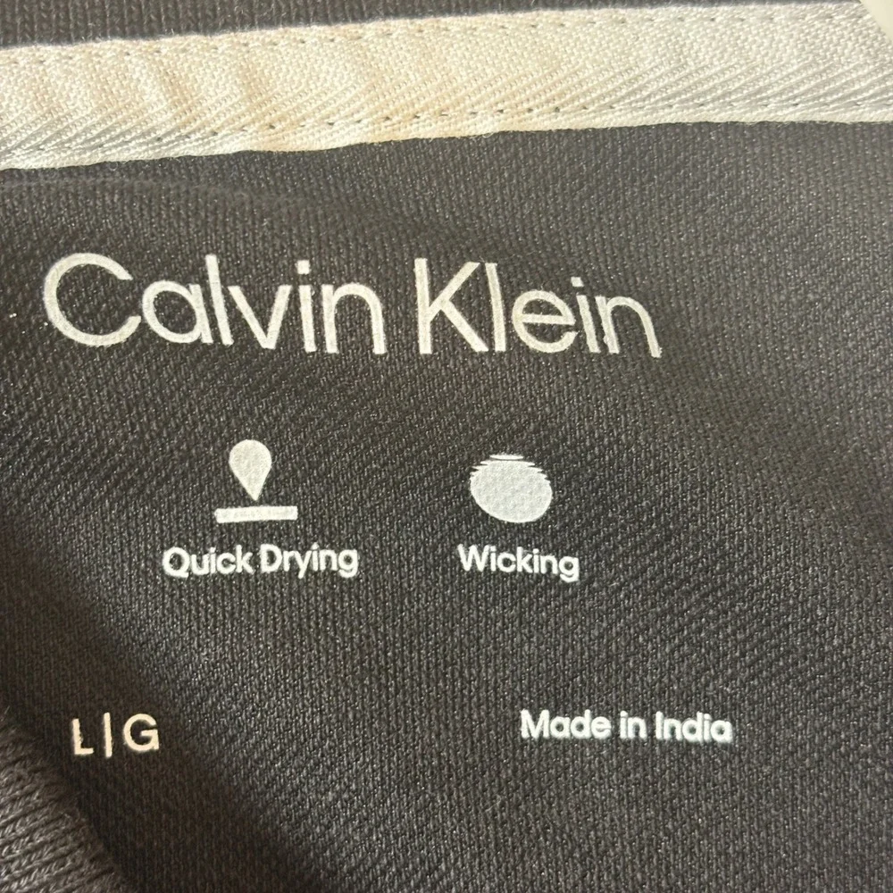 Calvin Klein Men's‎ Large Black White Gray Polo Shirt Quick Drying Wicking NWT
